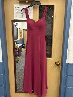Azazie Sleeveless Sweetheart Maxi Dress in Raspberry